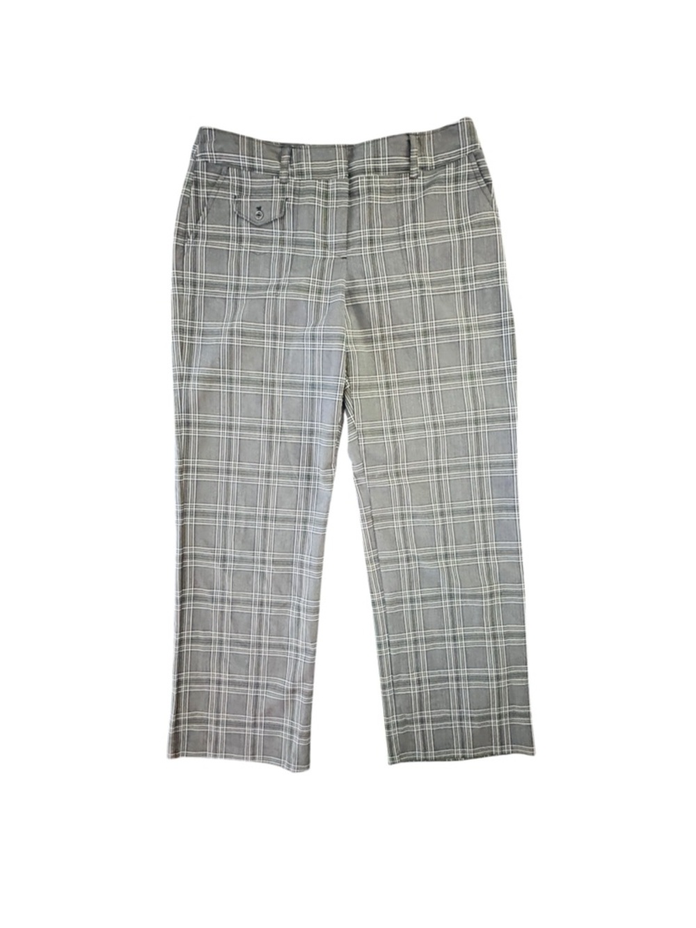 IZOD XFG Plaid Pants Womens 10 Gray White Golf Preppy Stretch Trouser
